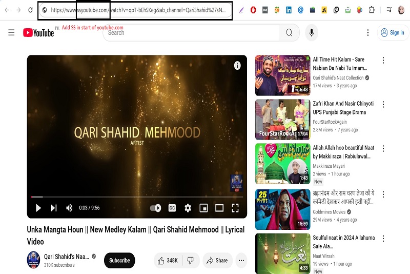 Add ss in youtube video url