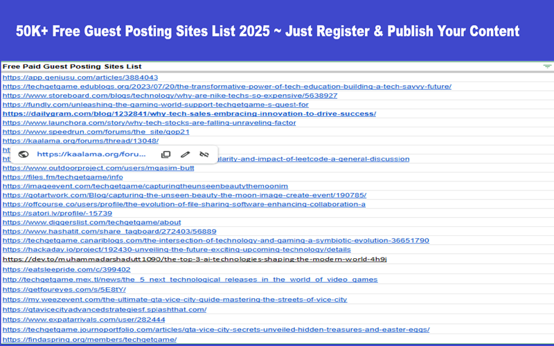 Free Guest Posting Sites List 2025